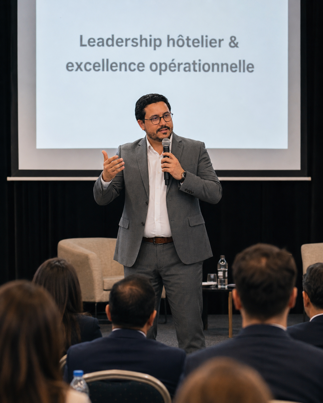 Saad Chaali intervenant lors d'une prise de parole professionnelle